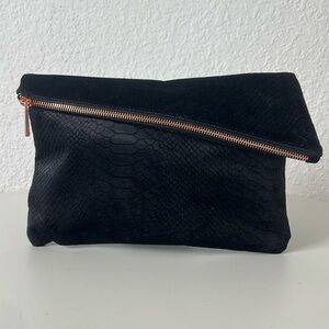 NWOT - ASOS black snake print clutch